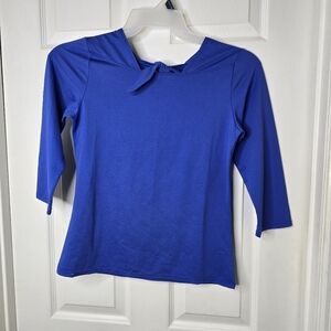 Royal Blue Women's Tail 3/4 Sleeve Top Tie‎ Back S
